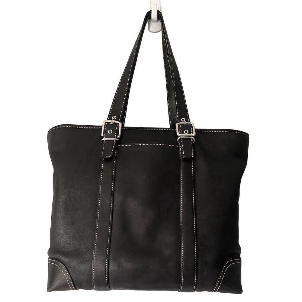 Coach Women's Black Leather Large Shoulder Tote Bag